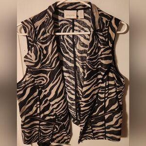 Chico's Blue and Cream Animal Print Vest